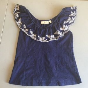 Moulinette Soeurs Anthropologie Embroidered Top